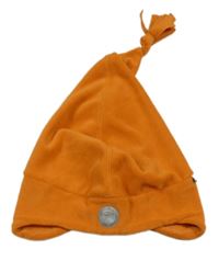 Oranžová fleecová čepice s nášivkou 