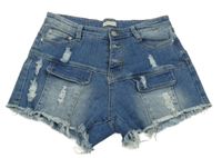 Modré riflové kraťasy s prošoupáním a kapsami 