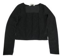 Čierne trblietavé crop tričko H&M