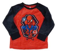 Červeno-tmavomodré sametové pyžamové triko se SPIDERMANEM C&A