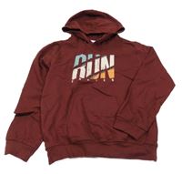 Vínová mikina s nápisom a kapucňou