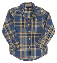 Tmavomodro-béžová kostkovaná košile GAP