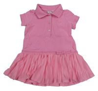 Ružové šaty s volánikom a golierikom