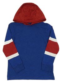 Modro-červené tričko s kapucňou Next