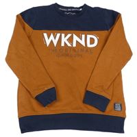 Hnedo-tmavomodrá mikina s nápisom C&A