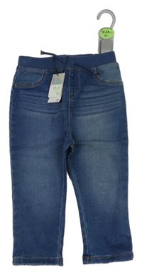 Nové - modré skinny rifle s úpletovým pasom Primark