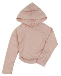 Svetloružová ľahká crop mikina s kapucňou shein