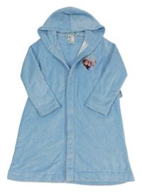Světlemodrý třpytivý chlupatý župan s Frozen a kapucí H&M