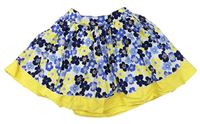 Bielo-modro-žltá kvetovaná plátenná sukňa zn. Mothercare