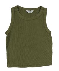 Khaki rebrovaný crop top Primark