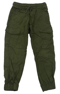 Khaki plátěné cargo cuff kalhoty Denim Co.