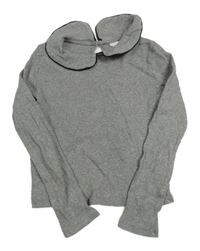 Sivé rebrované crop tričko s golierikom H&M