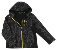 Černá vzorovaná softshellová bunda s kapucí 