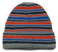 Sivo-tmavomodro-červená pruhovaná čapica F&F