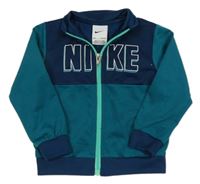 Tmavomodro-zelená propínací sportovní mikina s logem Nike