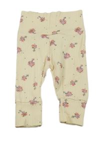 Béžové rebrované kvetované tepláky Ergee