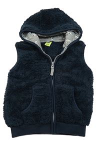Tmavomodrá chlpatá prepínaci vesta s kapucňou Kiki&Koko