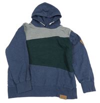 Modro-šedo-khai mikina s kapucňou Yigga