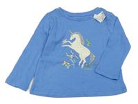 Nové - Modré triko s jednorožcem GAP