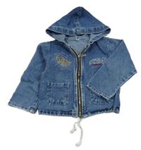 Modrá rifľová bunda so Spidermanem a kapucňou