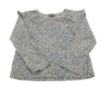 Sivé kvetované tričko s volánikmi Next