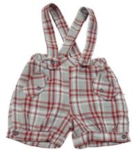 Šedo-bílo-červené kostkované laclové kraťasy