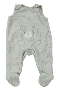 Světlešedé žebrované sametové dupačky C&A