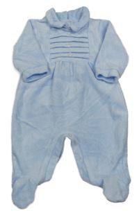 Svetlomodrý zamatový overal s golierikom