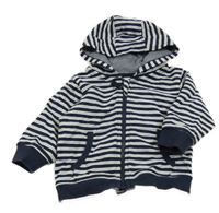 Tmavomodro-bielo-sivá pruhovaná prepínaci mikina s kapucňou Next