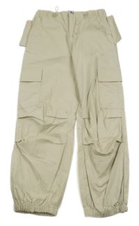 Béžové plátenné cargo cuff nohavice Benetton