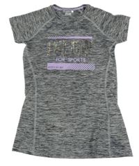 Šedé melírované sportovní tričko s nápisy Ergeenomix