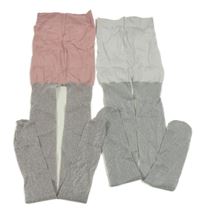 2set - 2x stříbrné třpytivé silonky - šedé + růžové 