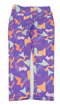 Fialovo-oranžovo-tyrkysové vzorované crop športové legíny Dunnes Stores