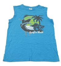 Modré tielko so surferom a nápisom Pocopiano