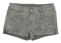 Světlešedé riflové kraťasy s kamínky C&A