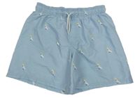 Svetlomodré plážové kraťasy s papoušky H&M