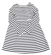 Bielo-tmavomodré pruhované šaty H&M