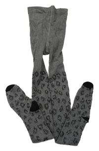 Sivo-čierne pančuchy s leopardím vzorom