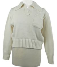 Dámský bílý svetr s límečkem Primark 