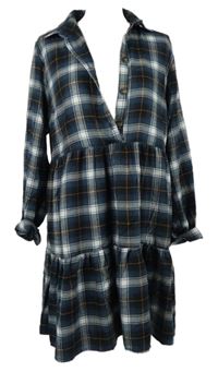 Dámské tmavomodré kostkované košilové šaty Primark 