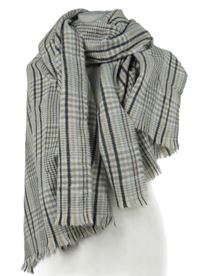 Dámska tmavomodro-béžovo-biela kockovaná šál