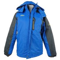 Pánská modro-šedá šusťáková zimní lyžařská bunda s kapucí 