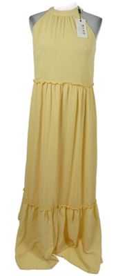 Nové - Dámské žluté dlouhé šaty Na-KD 