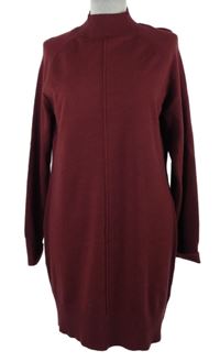 Dámské vínové svetrové šaty se stojáčkem 