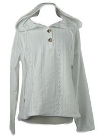 Dámské bílé madeirové mikinotriko s kapucí 