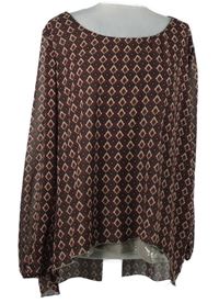 Dámská vínovo-černá vzorovaná šifonová halenka Best Connections 