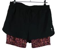 Dámské černo-vínové vzorované sportovní dvojité kraťasy TU 