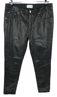 Pánské černé koženkové skinny kalhoty Asos vel. 34/32
