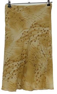Dámska béžová vzorovaná šifónová midi sukňa
