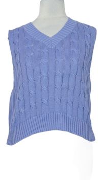 Dámska svetlomodrá vzorovaná svetrová crop vesta Shein